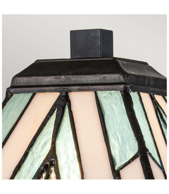 Alderley Tischlampe Stahl, Kunstglas Vintage Bronze