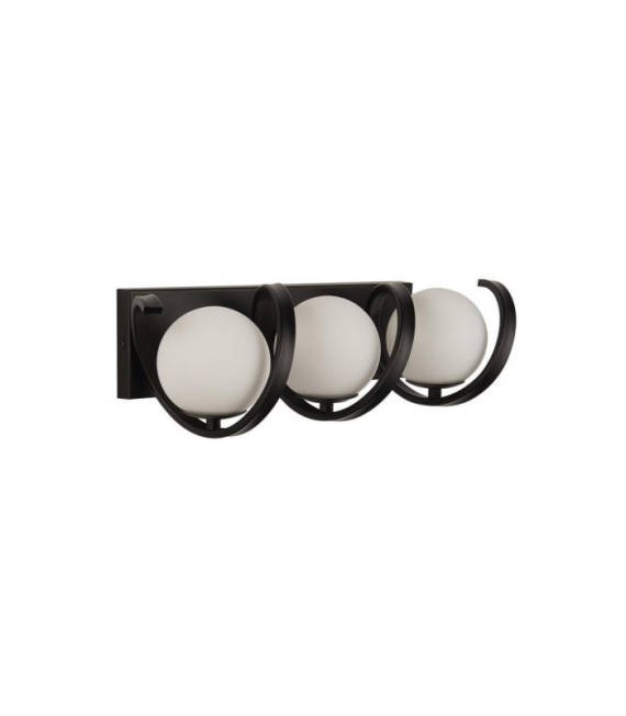 Applique murale Twister Verre,acier doux Noir mat, blanc opale mat