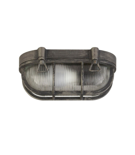 Bulkhead outdoor floor lamp Aluminum Black Silver, Clear