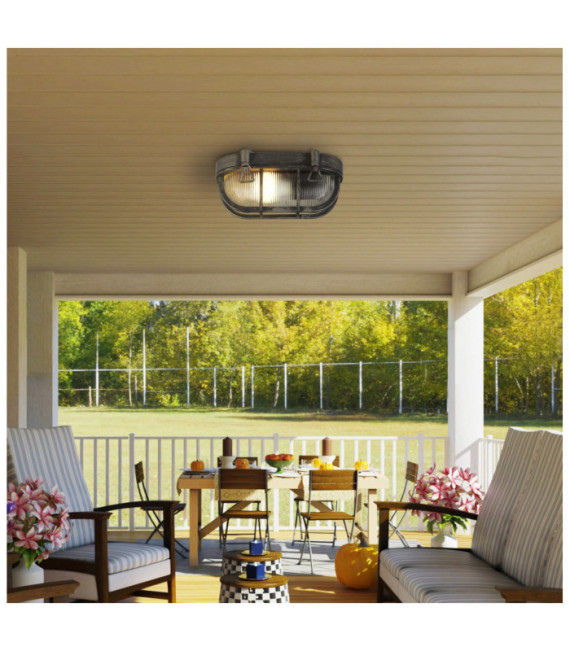 Lámpara de pie exterior de mamparo Aluminio Negro Plata, Transparente