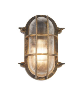 Bulkhead Outdoor Floor Lamp Clear Aluminum, Black Gold