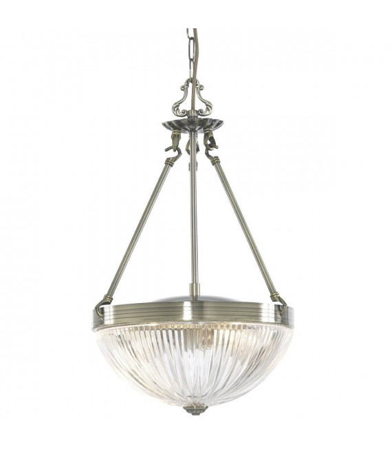 Lampada a sospensione 2 lampadine Windor II, in ottone antico e vetro