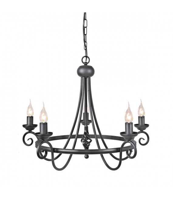 Lampada a sospensione Harlech, bronzo scuro, 5 lampadine