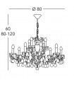 Chandelier en cristal VICTORIA 2 Or 24 Carats 12 ampoules