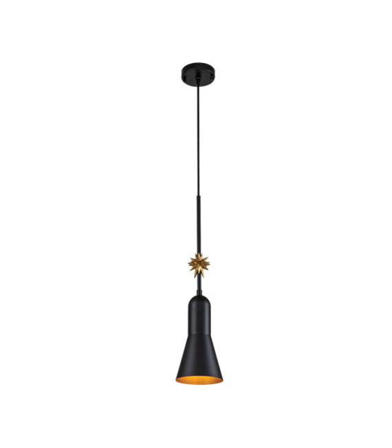 Suspension Etoile Résine,Acier Noir mat, feuille d'or