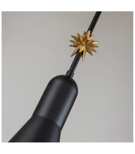 Pendente Stella Resina, Acciaio Nero opaco, foglia oro