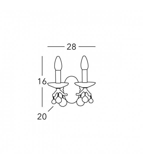 Applique murale en cristal CARMEN 2 Or 24 Carats 2 ampoules
