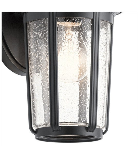 Aplique exterior Kichler Aluminio, cristal granulado transparente Negro