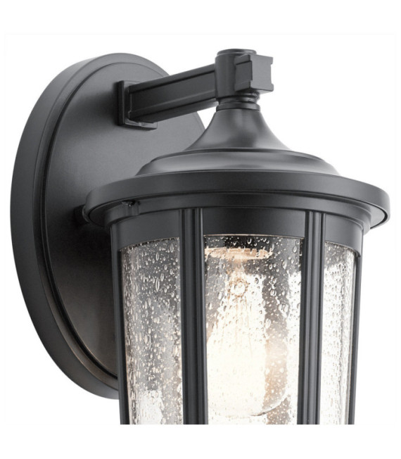 Aplique exterior Kichler Aluminio, cristal granulado transparente Negro