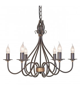 Lampada a sospensione Harlech, bronzo scuro, 5 lampadine
