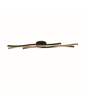 Lámpara de techo LED Bloom de acero dulce efecto madera, negro arena
