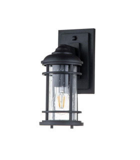 Feiss aplique exterior Aluminio, acero, cristal granulado transparente Negro estructurado