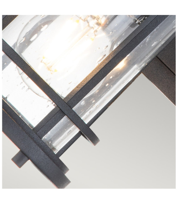 Außenwandleuchte Feiss Aluminium, Stahl, transparentes, genarbtes Glas Strukturiertes Schwarz