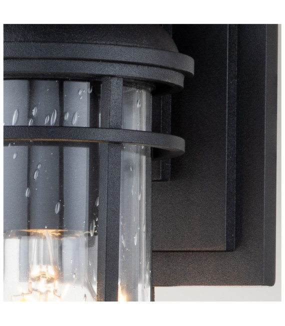 Feiss exterior wall light Aluminum, steel, transparent grained glass Textured black