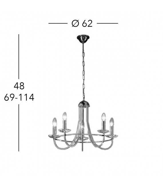 Lampadario classico IMPERIAL ottone inglese 5 lampadine