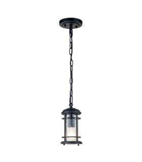 Lámpara colgante para exterior Feiss Aluminio, acero, cristal granulado transparente Negro texturizado