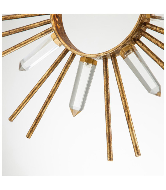 Sun pendant light Steel, K9 cut glass Gold leaf