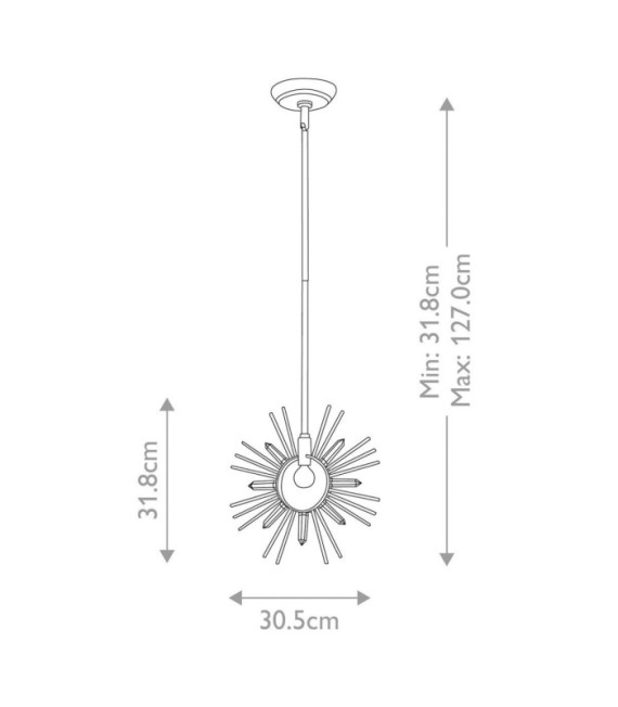 Sun Pendelleuchte Stahl, geschliffenes K9-Glas Blattgold