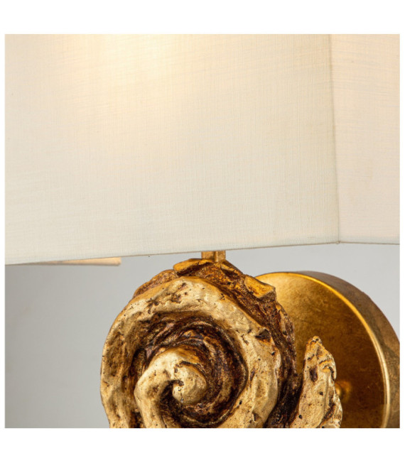 Aplique Swirl Pantalla de lino, acero, resina en pan de oro