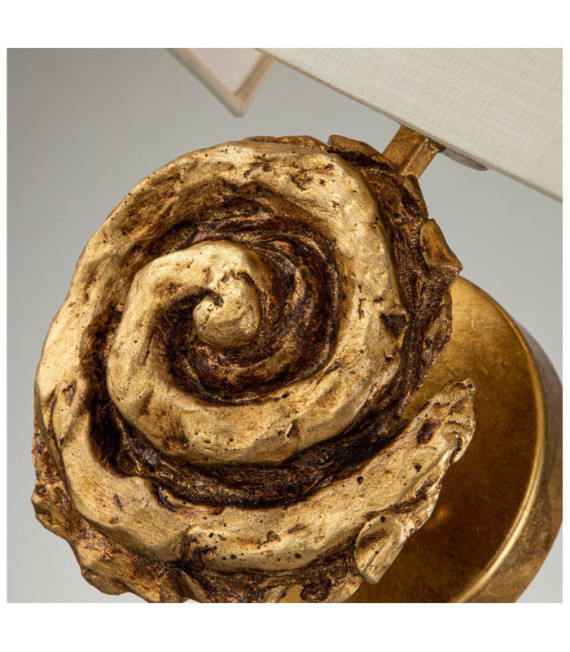 Lampada da parete Swirl. Paralume in lino, acciaio, resina foglia oro