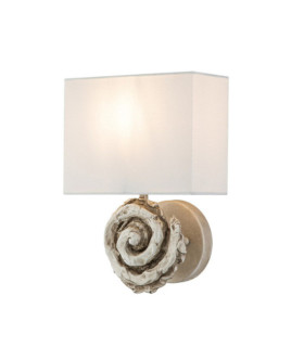Wandleuchte Swirl. Lampenschirm aus Leinen, Stahl und knochenweißem Harz