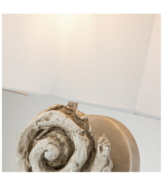Lampada da parete Swirl. Paralume in lino, acciaio, resina bianco osso