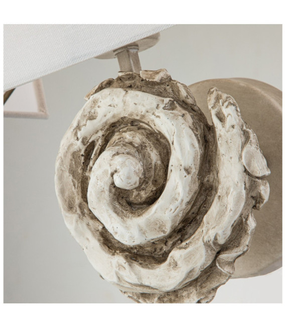 Lampada da parete Swirl. Paralume in lino, acciaio, resina bianco osso