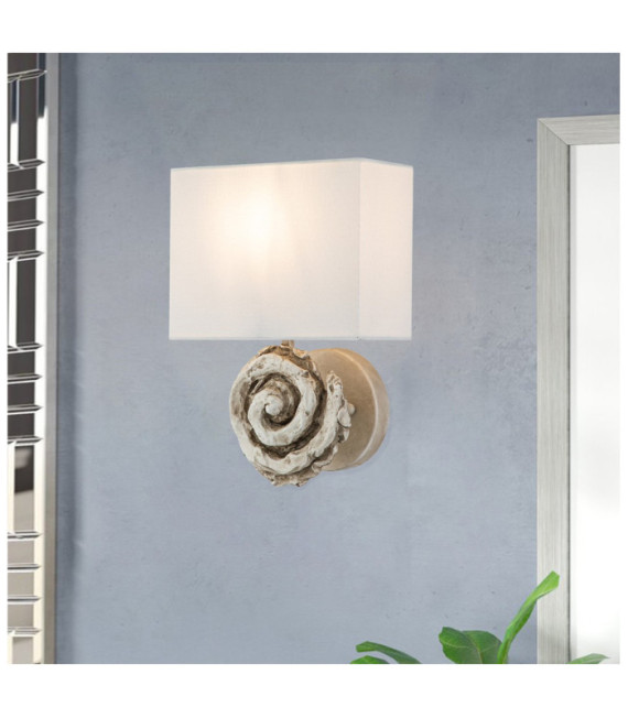 Aplique Swirl Pantalla de lino, acero, resina blanco hueso