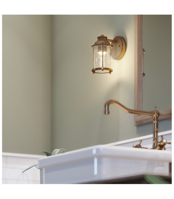 Kichler wall light Steel, transparent grained glass Natural brass