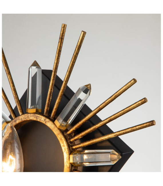Applique murale Sun Acier,verre taillé K9 Feuille d'or