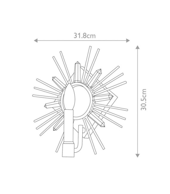 Applique murale Sun Acier,verre taillé K9 Feuille d'or
