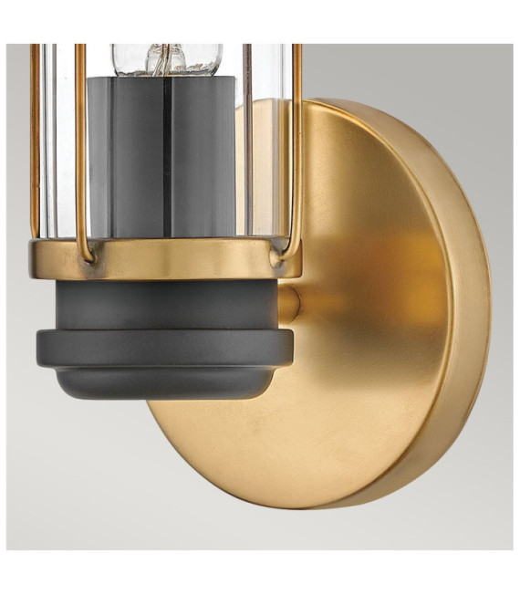 Masthead outdoor wall light Clear glass, black steel, heritage brass