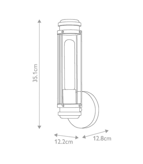 Masthead outdoor wall light Clear glass, Black steel, Polished chrome