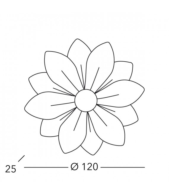 Applique di design FIORE foglia argento 6 lampadine