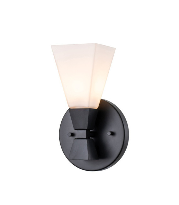 Lámpara de pared para baño Bowtie, cristal opalino, acero negro mate