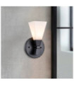 Applique murale Salle de bains Bowtie Verre Opale,Acier Noir mat