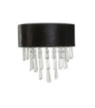 Glamor Crystal wall light, mild steel, acrylic, black fabric, chrome