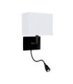 Hotel wall light Fabric, mild steel Black