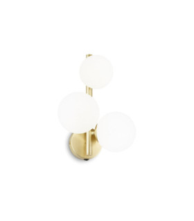 Lampada da parete in Vetro Perlage, Metallo Ottone satinato