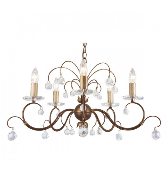 Pendente Lunetta, bronzo e cristallo, 3 lampadine