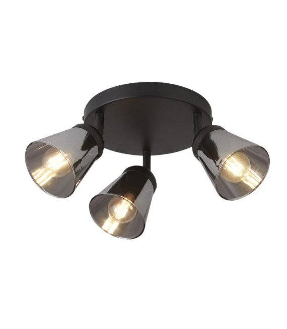 Plafonnier Mega Acier doux Noir mat,Fumé