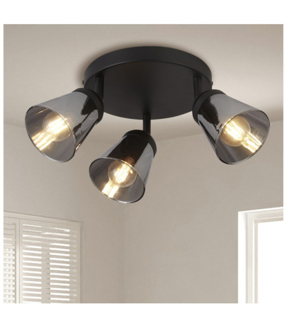 Mega ceiling light Mild steel Matt black, Smoked