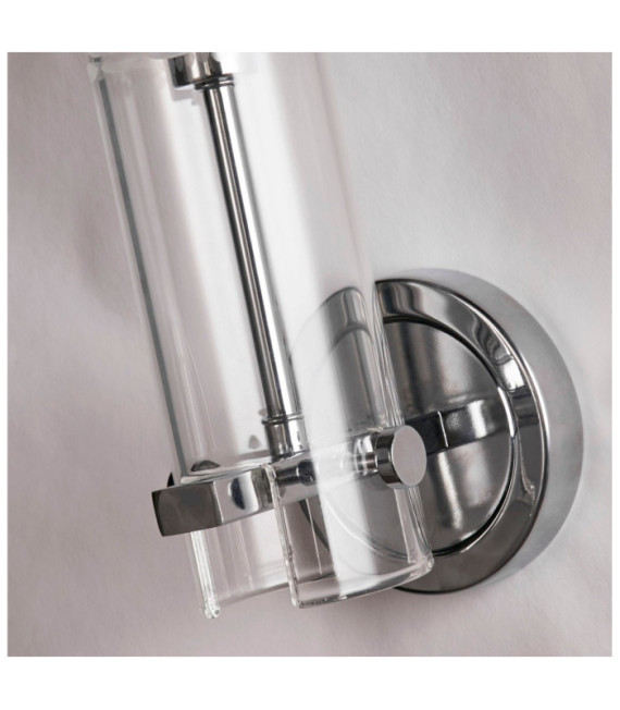 Wandleuchte Badezimmer Scope Baustahl, Glas Chrom