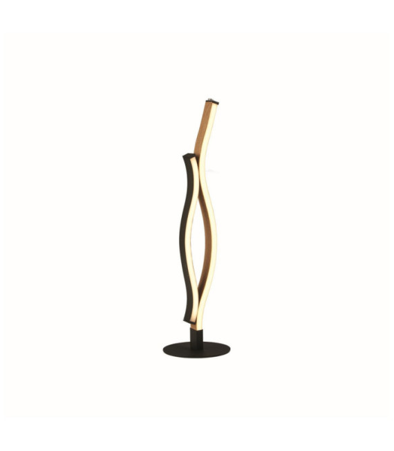 Bloom LED-Tischlampe, Weichstahl, Holzoptik, Sandschwarz