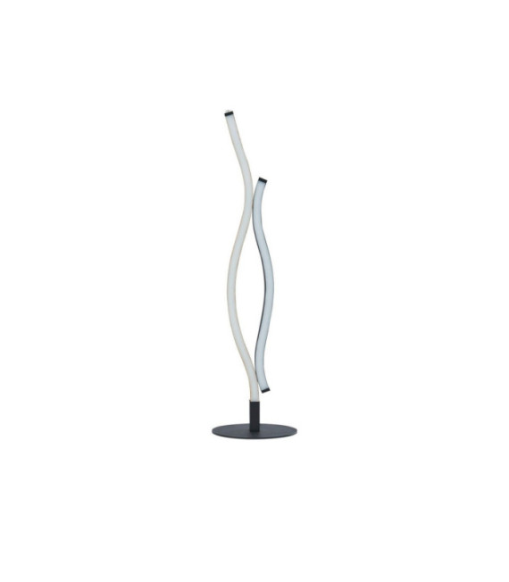 Lámpara de mesa LED Bloom de acero dulce efecto madera, negro arena