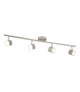 Barra faretto quadrupla Acciaio dolce, plastica Cromo, satinato, argento satinato