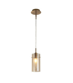 Duo-Pendelleuchte Weichstahl, Glas Messing