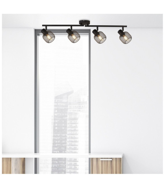 Barre de spots Meshy Acier doux Sable Noir