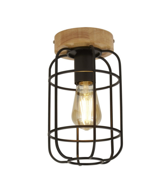 Plafonnier Vision Acier doux Bois, Noir Mat