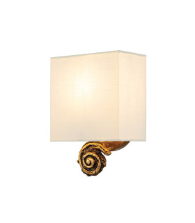 Aplique Swirl Pantalla de lino, acero, resina en pan de oro
